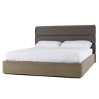 Lit Eastern King Modrest Lois Modern en cuir gris et galuchat beige, modèle VGVC-BD2408-BED-EK