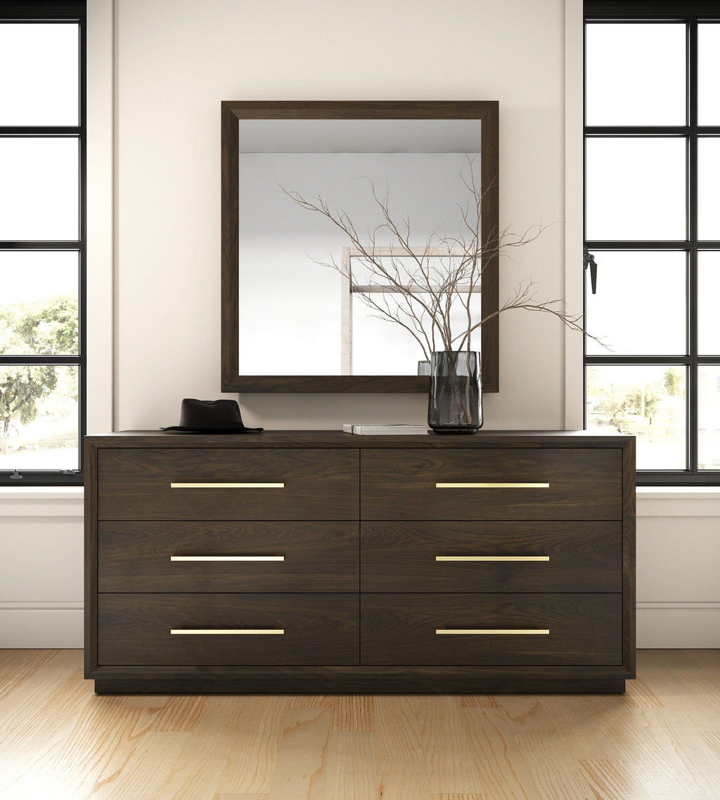 Modrest Manhattan Contemporary Brown Oak And Gold Dresser  Model VGMA-BR-127-DRS-CRY