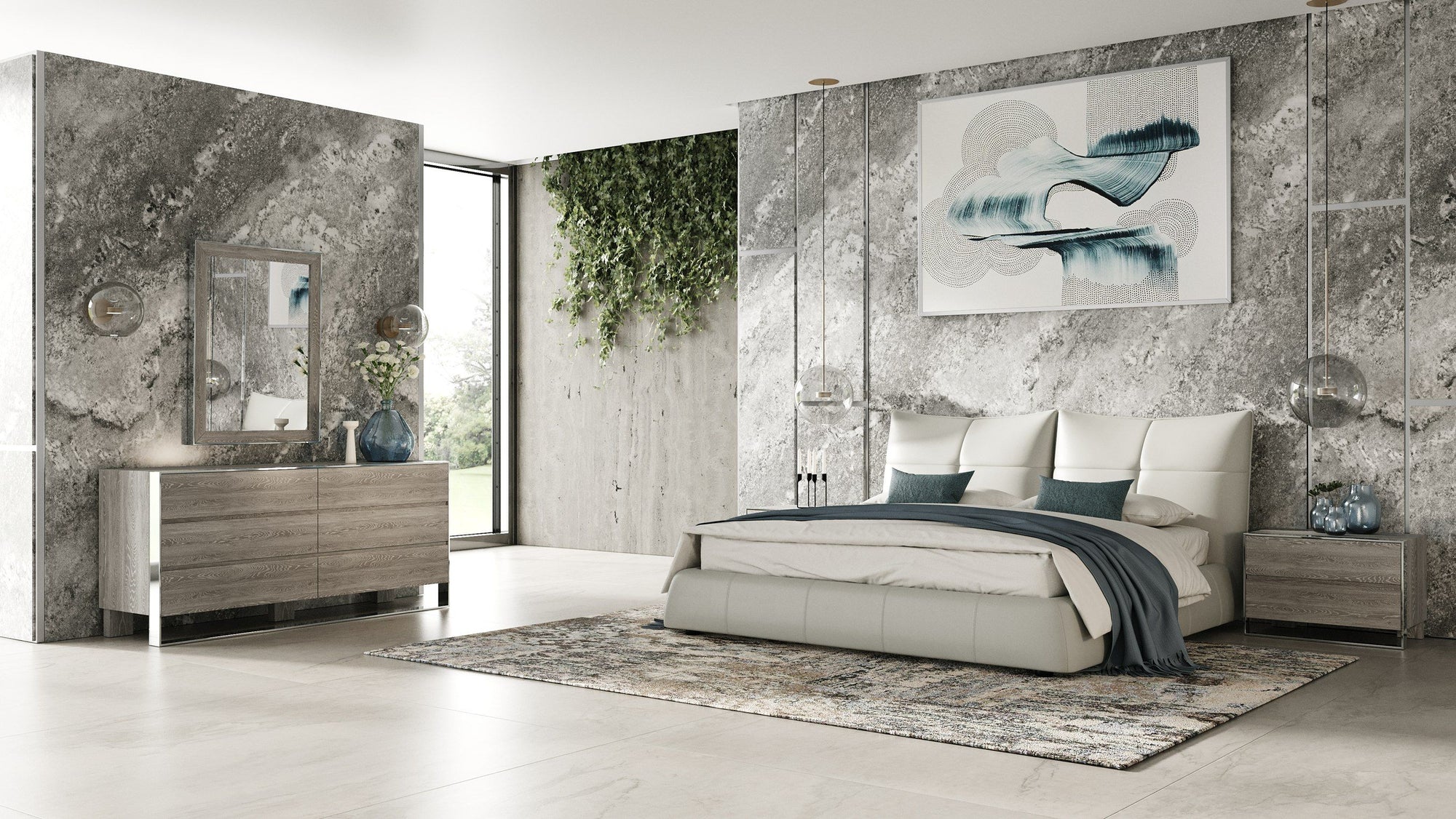 Lit moderne en cuir gris clair Eastern King Modrest Patrick, modèle VGKKB-75-GRY-BED-EK