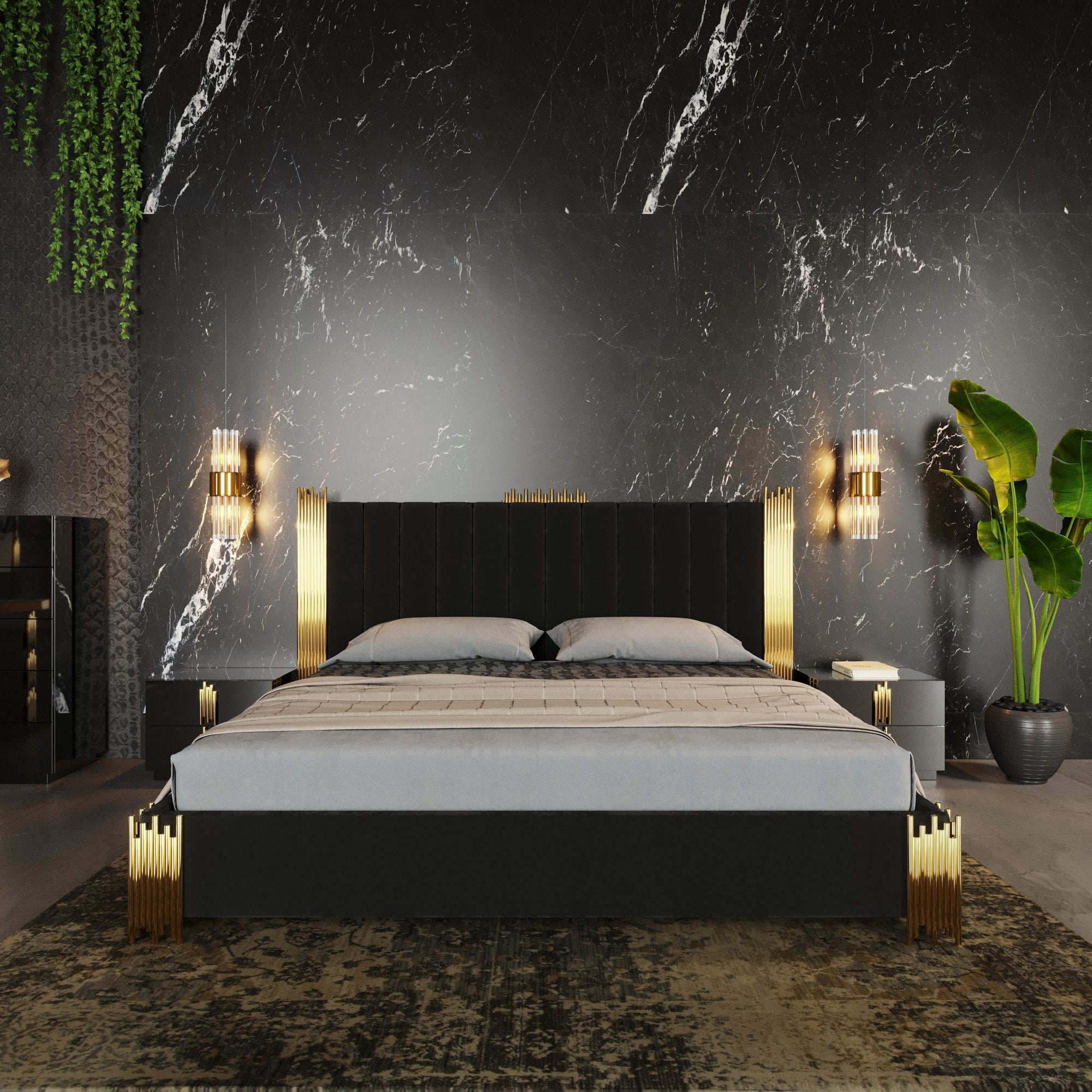 Modrest Token Modern Black & Gold Bedroom Set Model VGVCBD815-SET