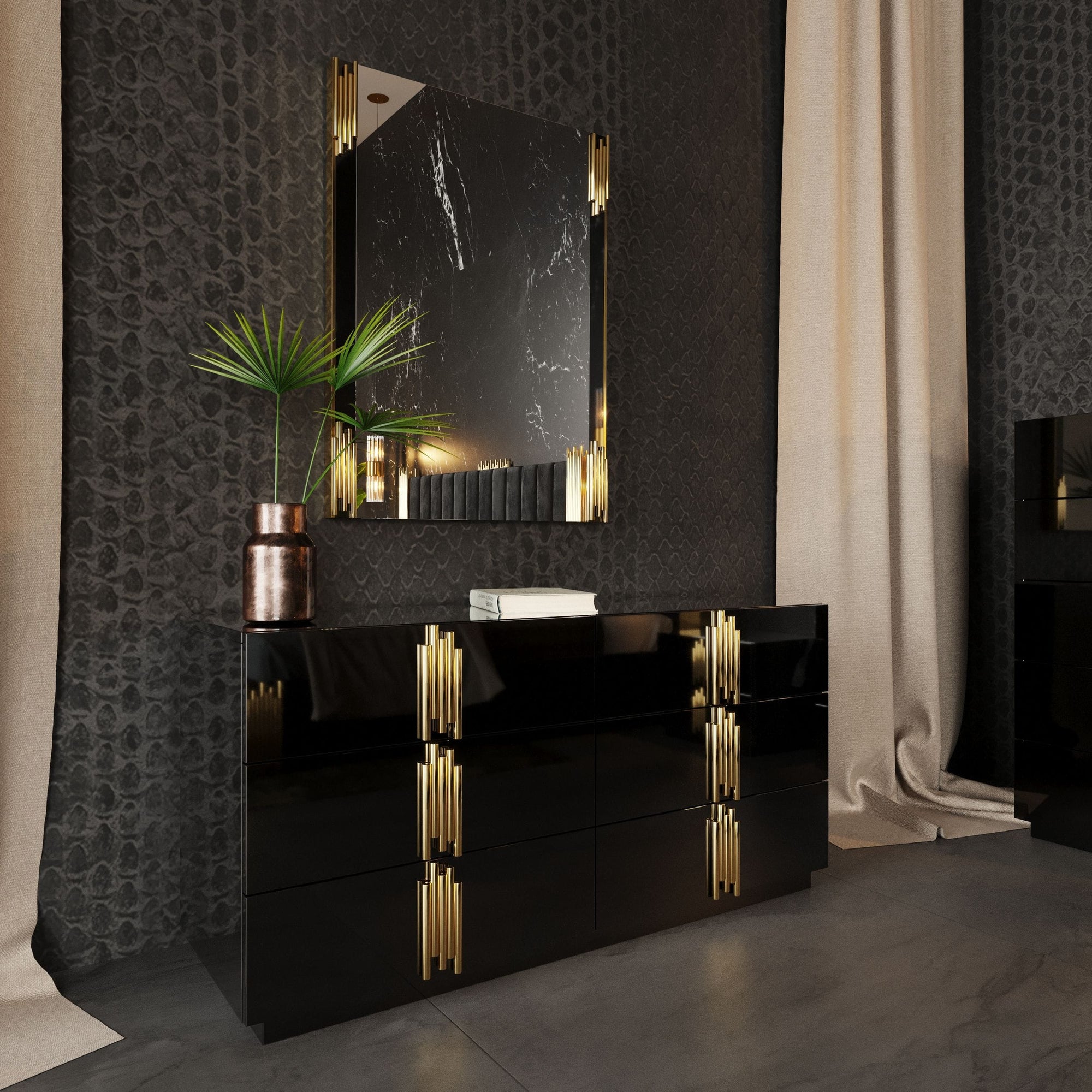 Modrest Token Modern Black & Gold Bedroom Set Model VGVCBD815-SET