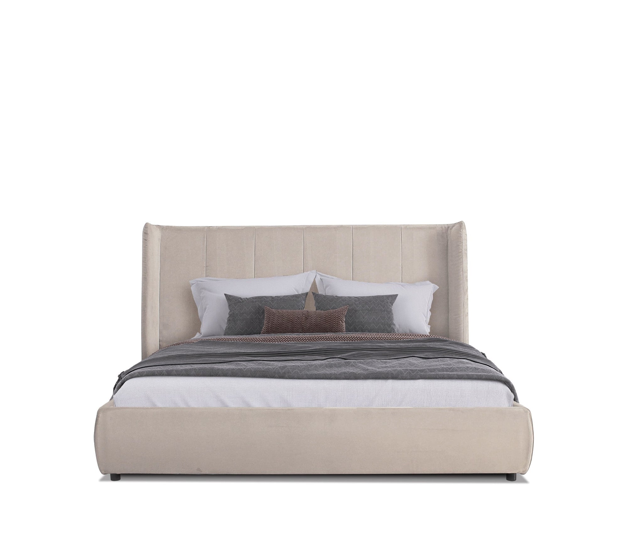Lit Eastern King Modrest Emilia en velours beige moderne, modèle VGKN-N5070-BGE-EK
