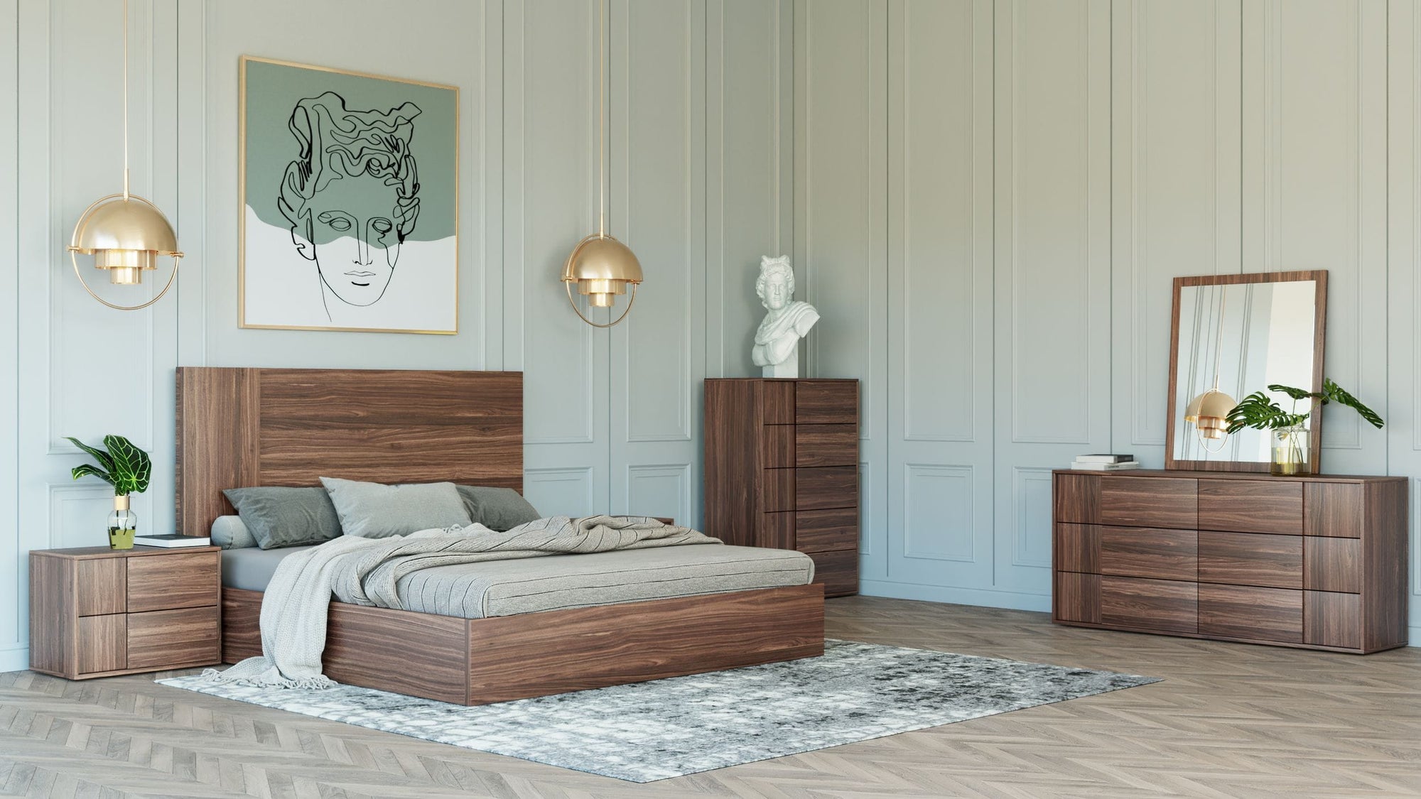 Nova Domus Asus Italian Modern Walnut Bedroom Set Model VGACASUS-SET