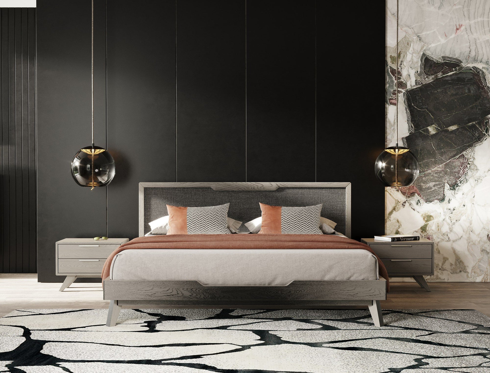 Lit Eastern King Nova Domus Soria Modern Grey Wash, modèle VGMABR-32-BED-GRY-EK