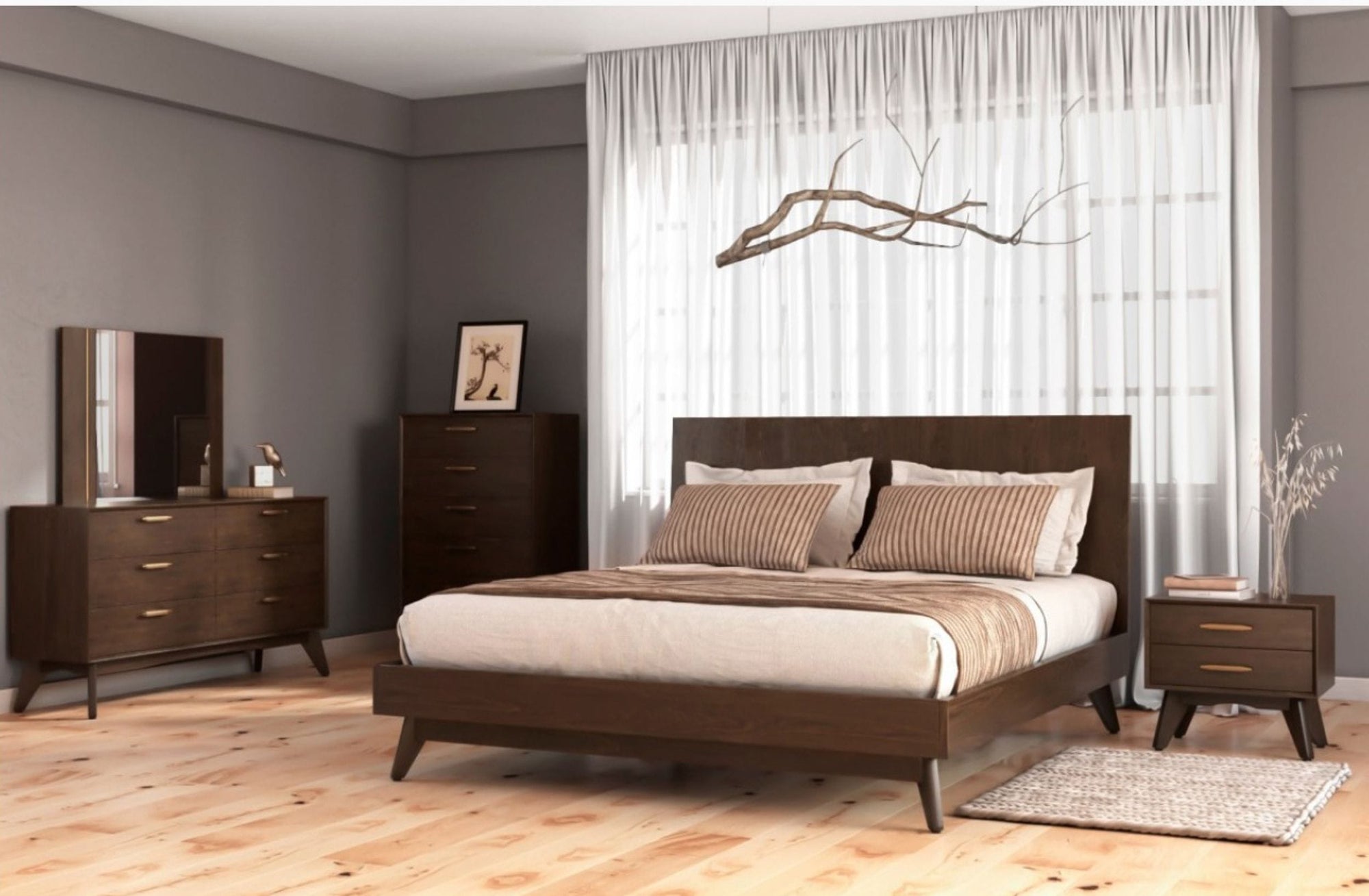 Modrest Novak Queen Modern Dark Oak Bedroom Set Model VGLBNANT-SET-Q