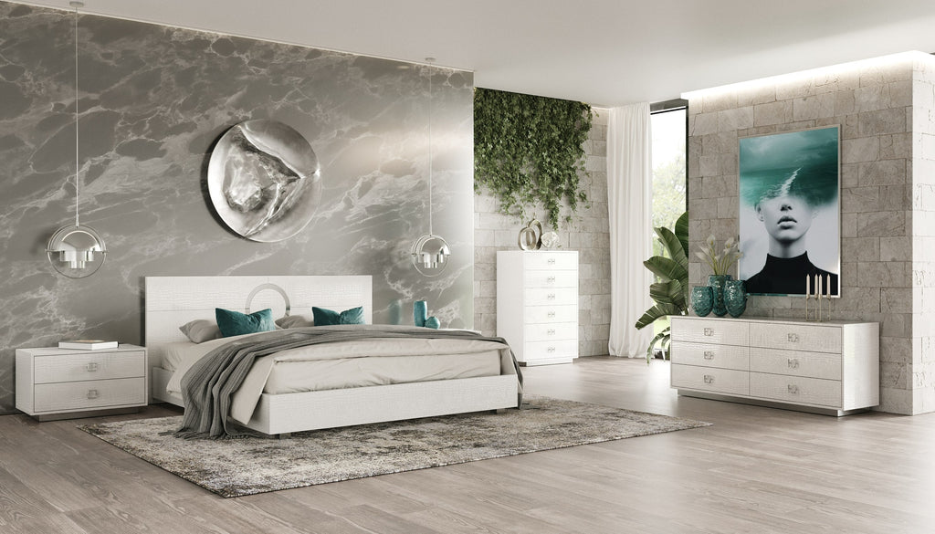 Victoria Modern White Crocodile Lacquer 6 Drawer Chest Model VGUNAW552-80