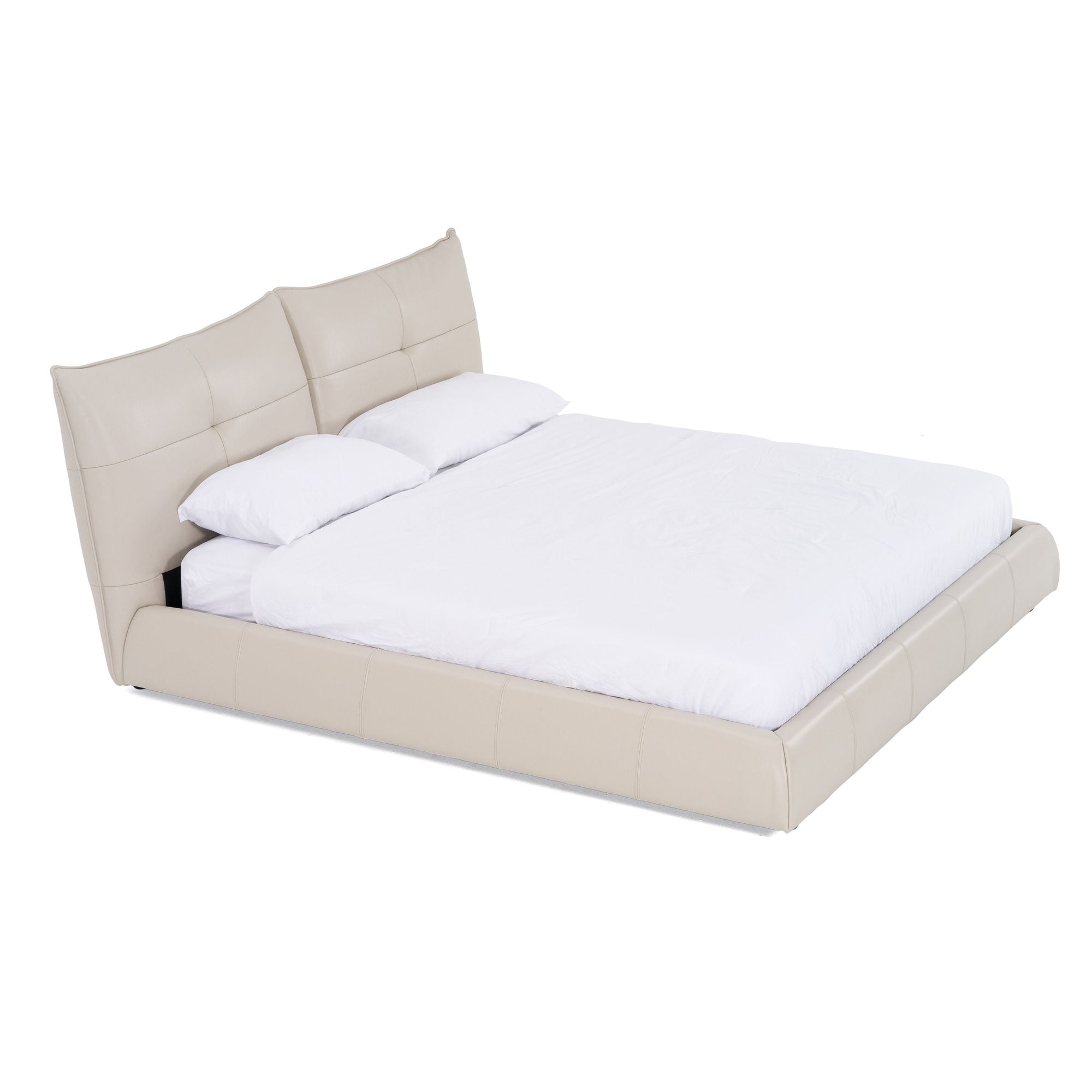 Lit California King Modrest Patrick moderne en cuir gris clair, modèle VGKKB-75-GRY-BED-CK