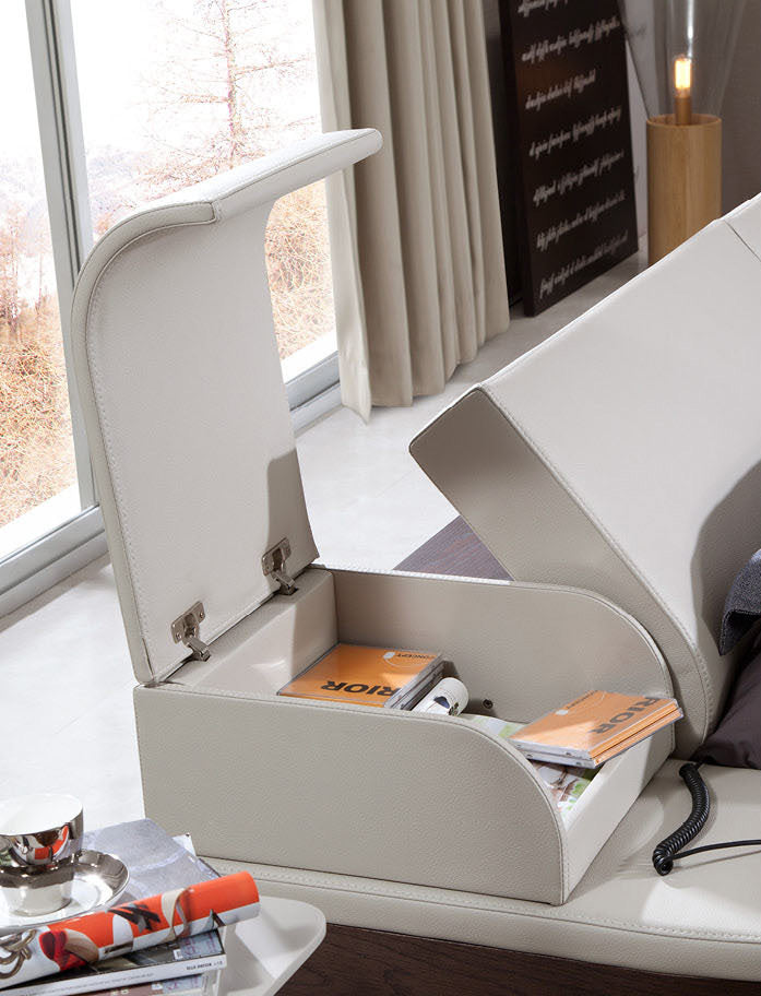 Lit réglable en similicuir Portofino Eastern King avec tables de chevet intégrées, modèle VGWCPORTOFINO-1-EK