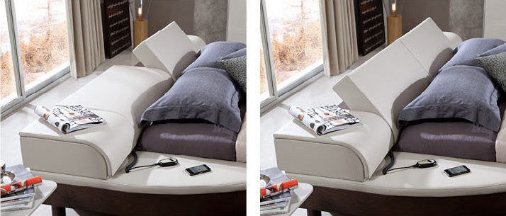 Lit réglable en similicuir Portofino Eastern King avec tables de chevet intégrées, modèle VGWCPORTOFINO-1-EK