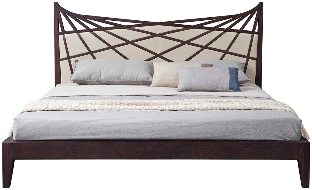 Lit Eastern King Modrest Prism moderne en cuir reconstitué marron et beige, modèle VGWCC585A-EK