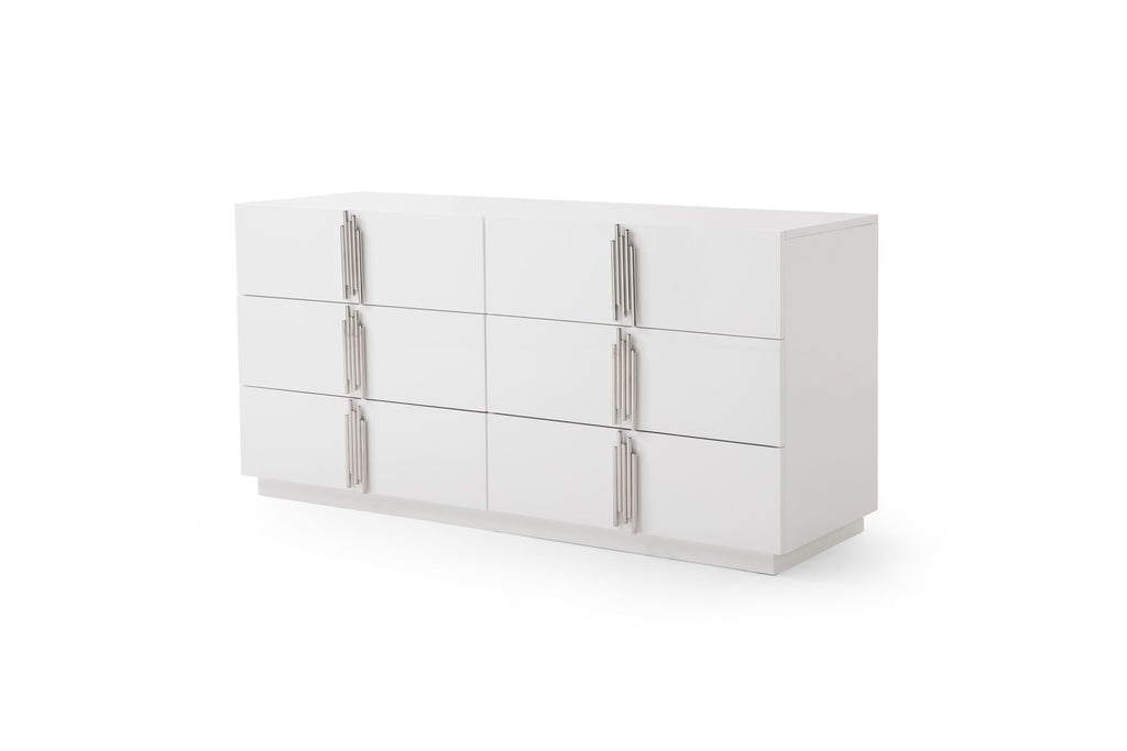 Modrest Token Modern White & Stainless Steel Bedroom Set Model VGVCBD815-SET-WHT