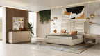 California King Nova Domus Daystar & Roma Modern Beige Velvet & Travertine & Gold Bedroom Set Model VGAN-DAYSTAR-ROMA-BED-SET-CK