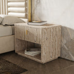 Eastern King Nova Domus Daystar & Roma Modern Beige Velvet & Travertine & Gold Bedroom Set Model VGAN-DAYSTAR-ROMA-BED-SET-EK