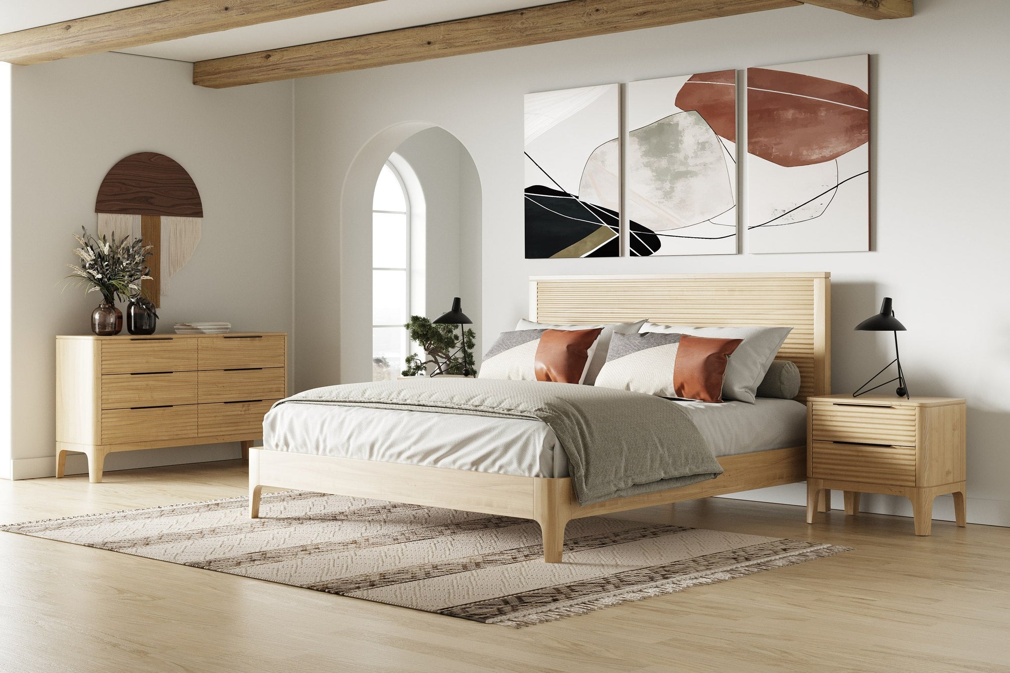 Modrest Seattle Modern Natural Oak Bedroom Set Model VGWD-SEA-QBKB-SET