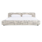 Lit moderne Eastern King Modrest Shiloh en tissu blanc cassé et noir, modèle VGEV-B070-WHTBLK-EK