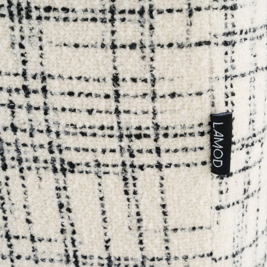 Lit moderne Eastern King Modrest Shiloh en tissu blanc cassé et noir, modèle VGEV-B070-WHTBLK-EK