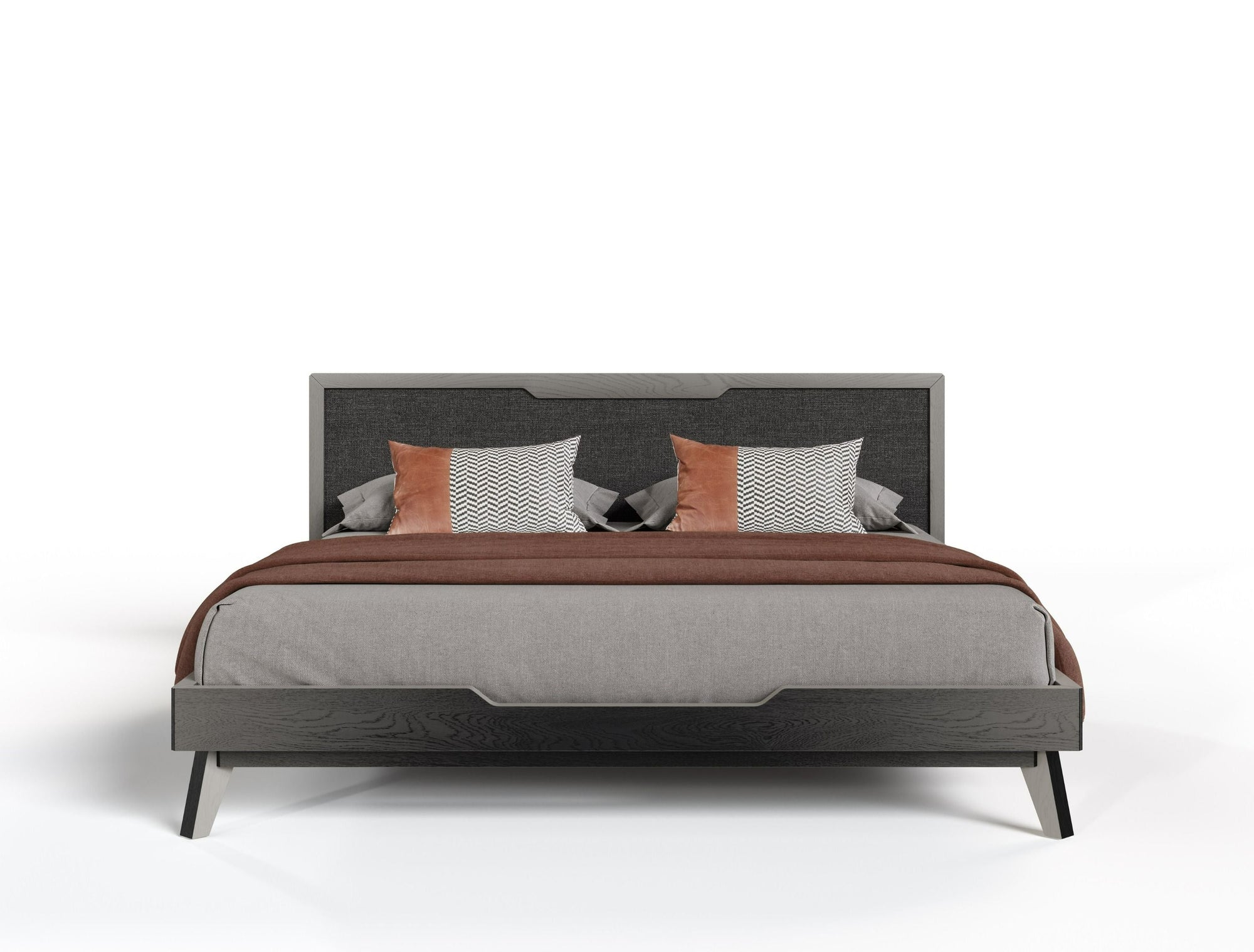 Lit California King Nova Domus Soria Gris Moderne Lavé, modèle VGMABR-32-BED-GRY-CK