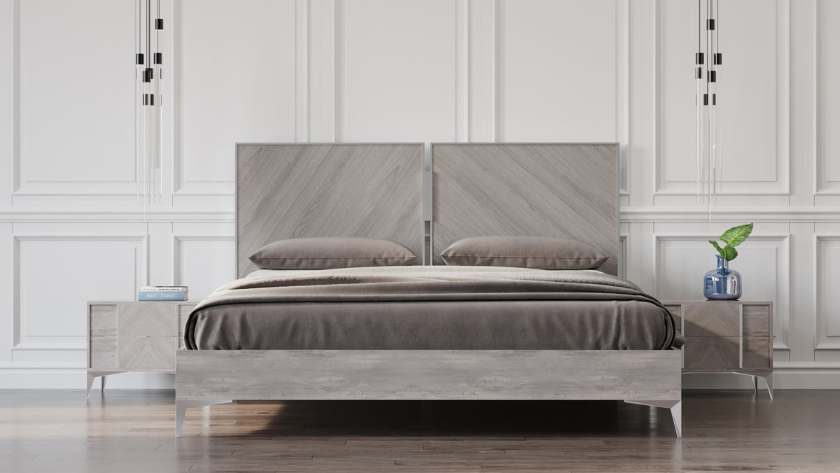 Eastern King Nova Domus Alexa Italian Modern Grey Bed & 2 Nightstands Set Model VGACALEXA-BEDNS-SET-EK