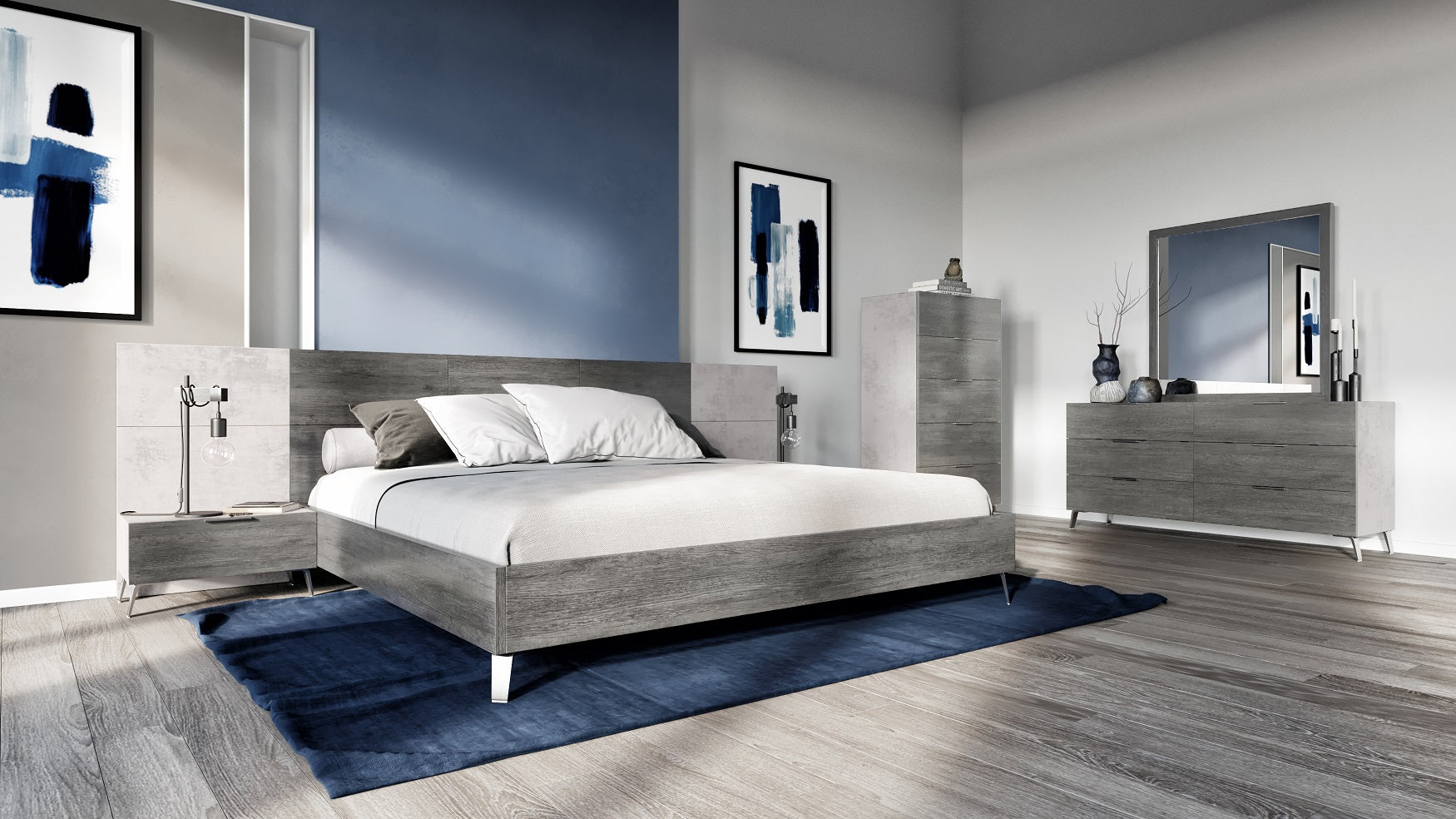 Nova Domus Bronx Italian Modern Faux Concrete & Grey Bedroom Set Model VGACBRONX-SET