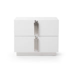 Modrest Token California King Modern Cream & Stainless Steel Bed With Nightstands Model VGVCBD815-WHT-BED-2NS-SET-CK