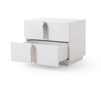 Modrest Token Modern White & Stainless Steel Bed With Nightstands Model VGVCBD815-WHT-BED-2NS-SET
