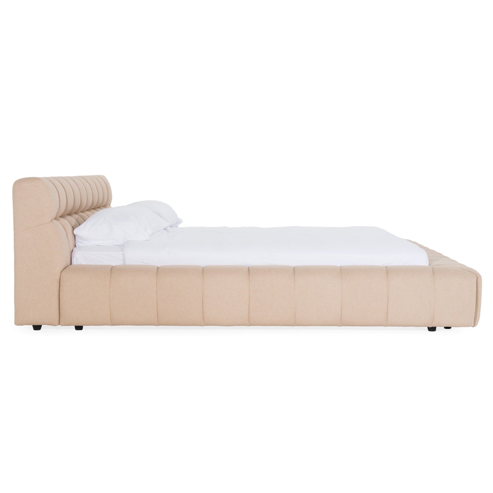 Lit Divani Casa Tyree moderne en tissu capitonné sable, modèle VGOD-DY-22116-SAND