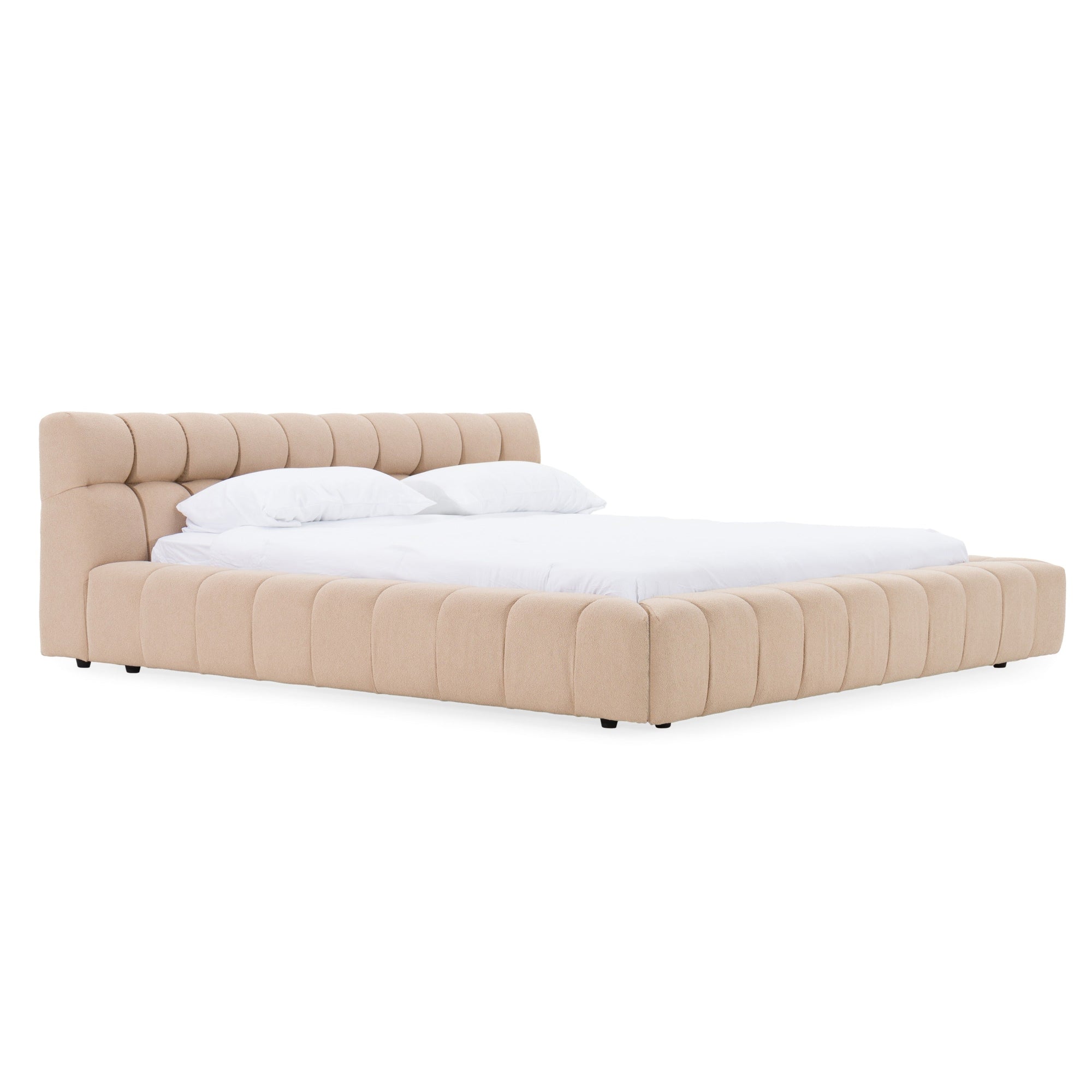 Lit Divani Casa Tyree moderne en tissu capitonné sable, modèle VGOD-DY-22116-SAND