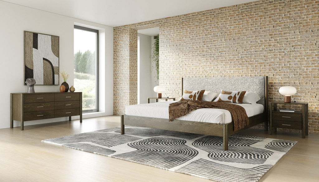 Modrest Carolina Modern Grey Fabric & Wenge Bedroom Set Model VGMA-BR-167-SET-WNG