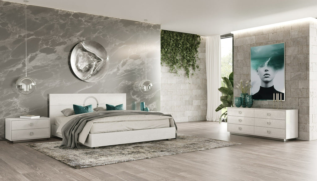 A&X Ovidius & Victoria Modern White Crocodile Lacquer Bedroom Set Model VGUN-OVIDVICT-SET-WHT