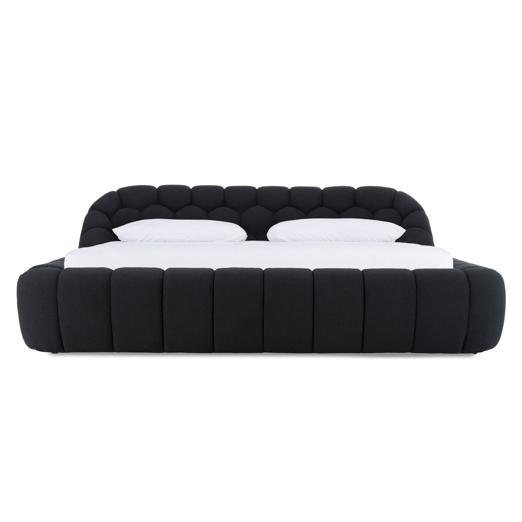 Lit moderne en tissu noir Divani Casa Yolonda, modèle VGEV-A127-BLK