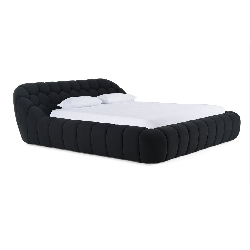 Lit moderne en tissu noir Divani Casa Yolonda, modèle VGEV-A127-BLK