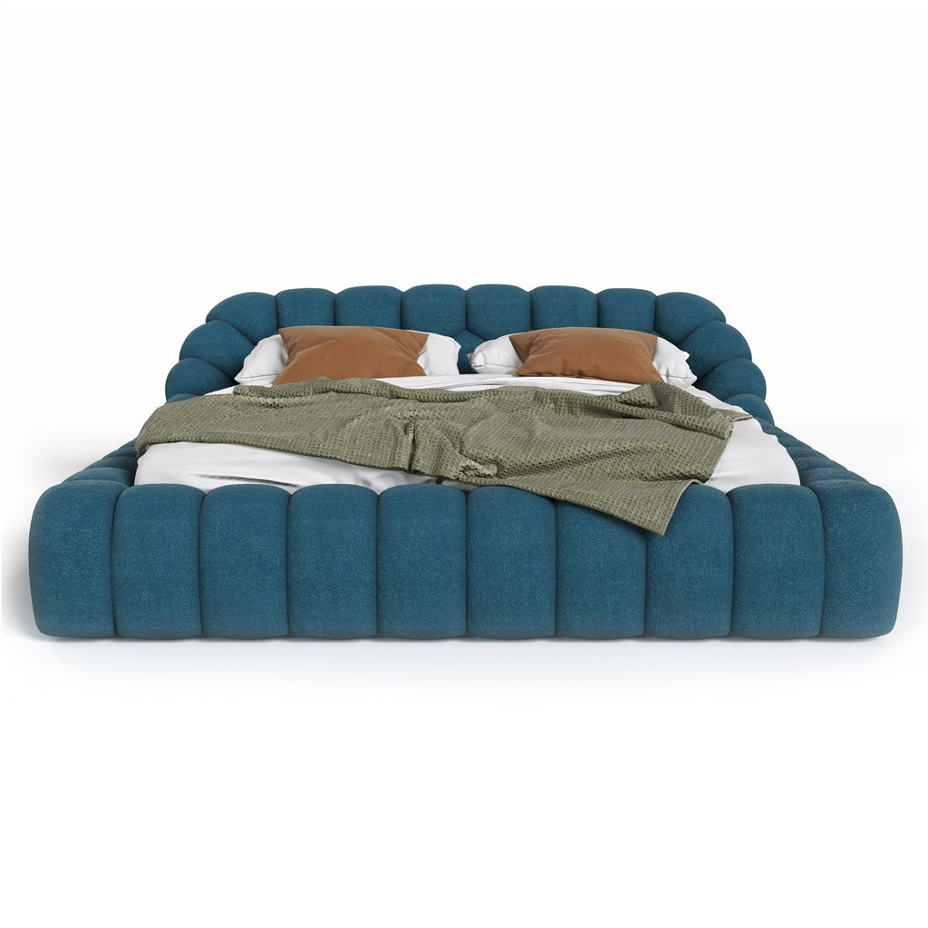 Lit moderne en tissu bleu sarcelle foncé Divani Casa Yolonda, modèle VGEV-A127-BED-C-15