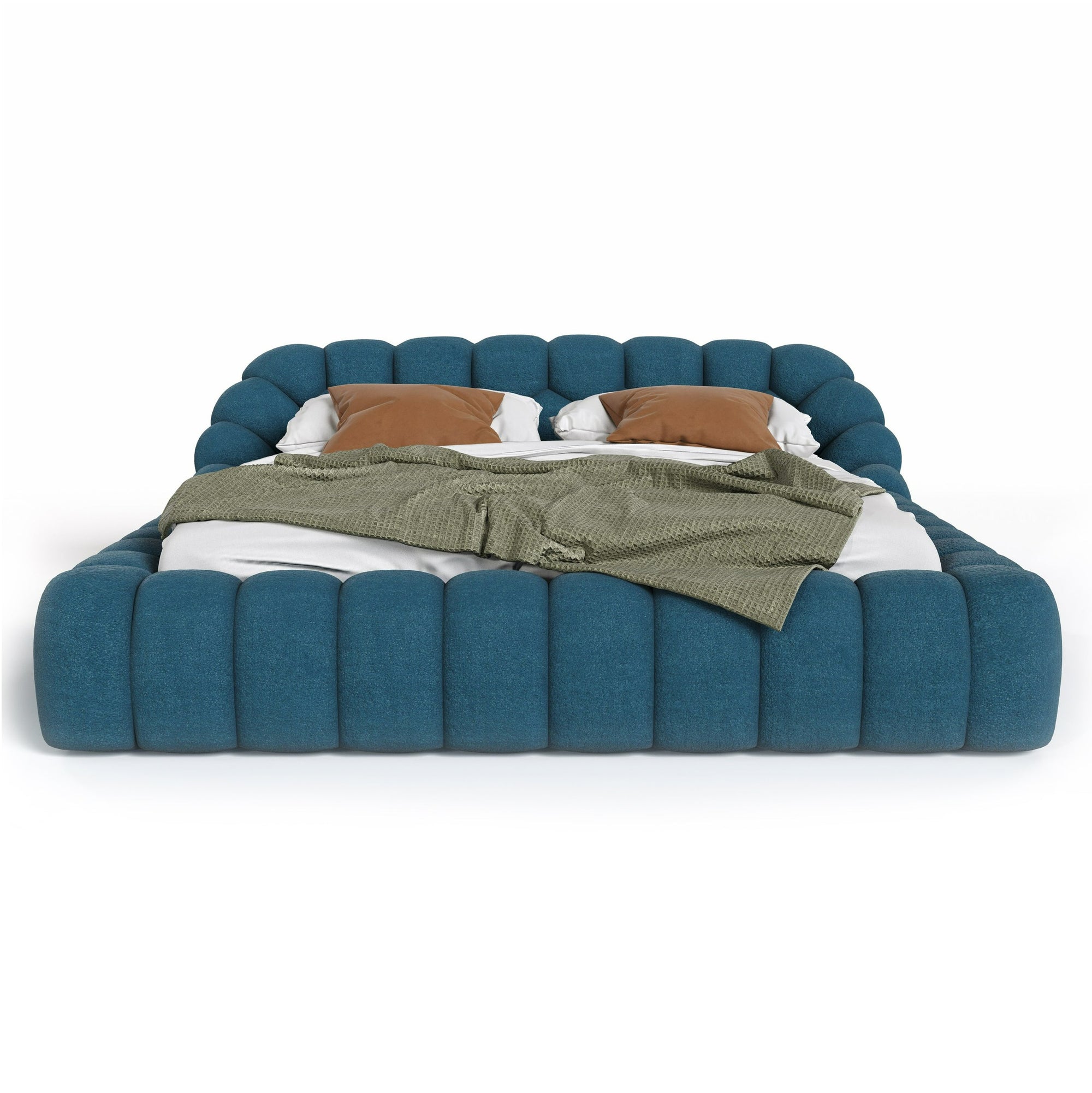 Lit moderne en tissu bleu sarcelle foncé Divani Casa Yolonda, modèle VGEV-A127-BED-C-15